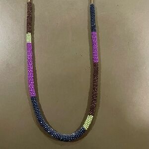 Seed bead color block necklace